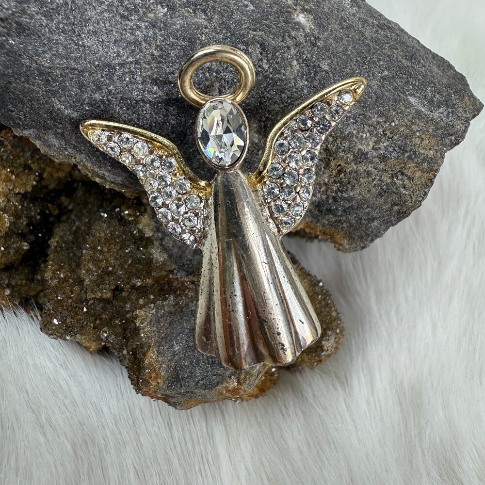 Vintage Avon Angel Rhinestone Brooch